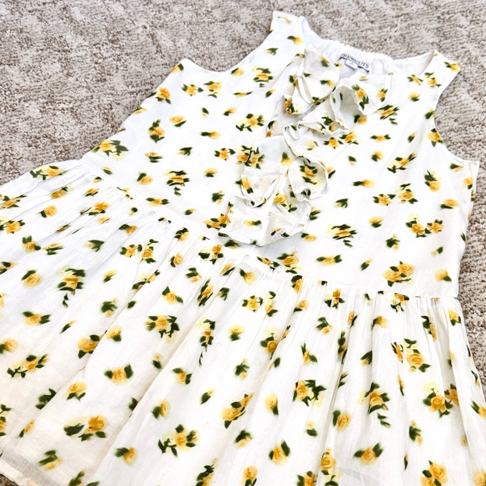 J.Crew Girls' Blurry Yellow Rose Print Drop-Waist Ruffle Dress—5 - Picture 3 of 7